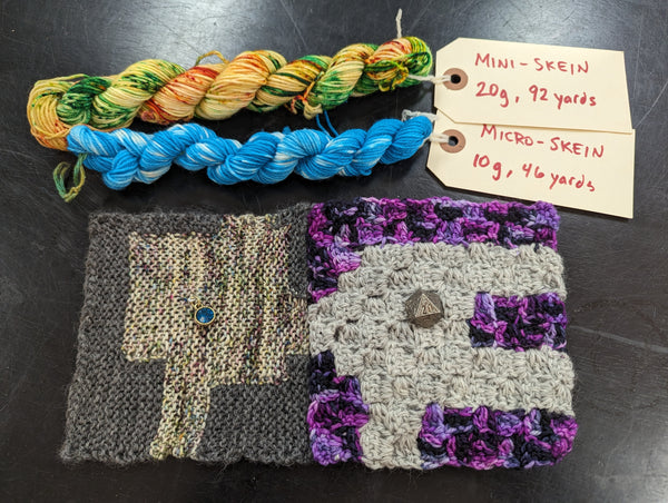 Dungeon squares with sample yarns